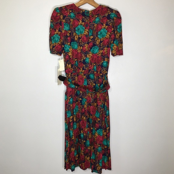 Vintage NWT 90s Dark Cottagecore Floral Dress Belt - Picture 13 of 16